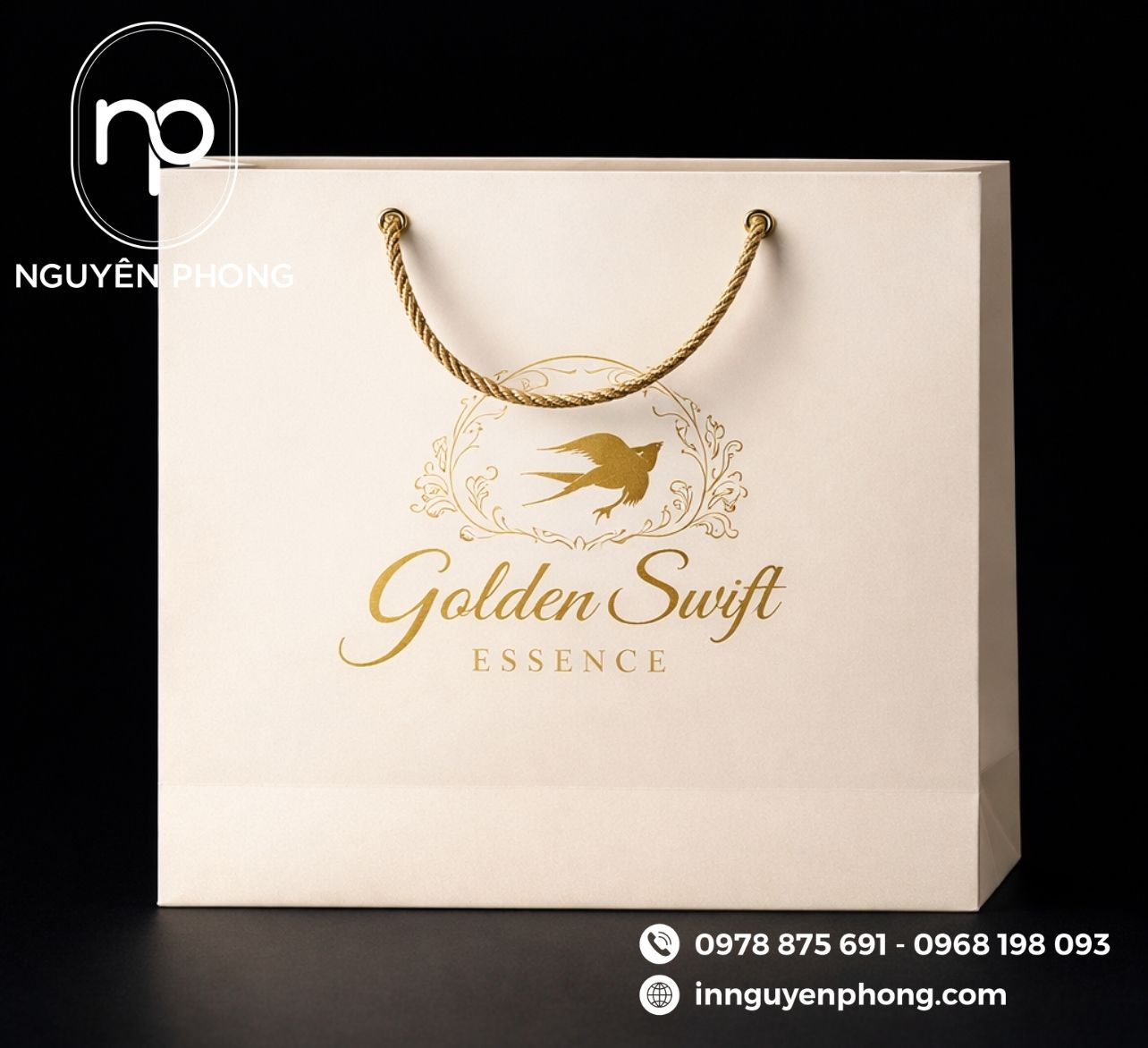 Mẫu túi giấy đựng yến in ép kim